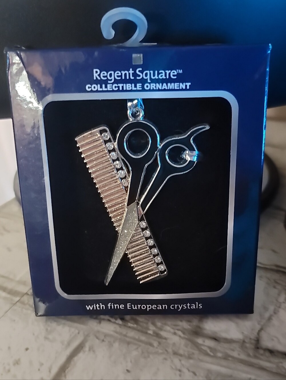 Silver and Rose Gold Barber Scissors & Comb Ornament